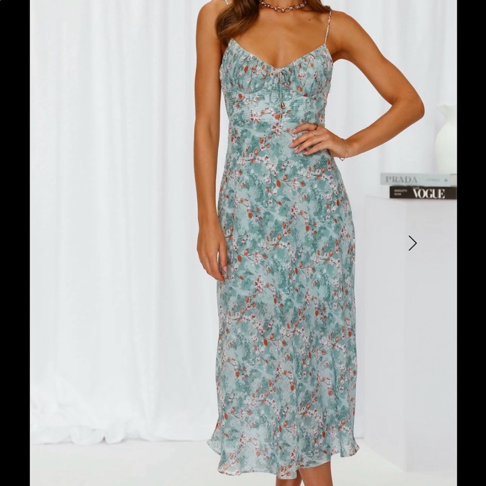 Hello Molly Sage Floral Slip Midi Dress